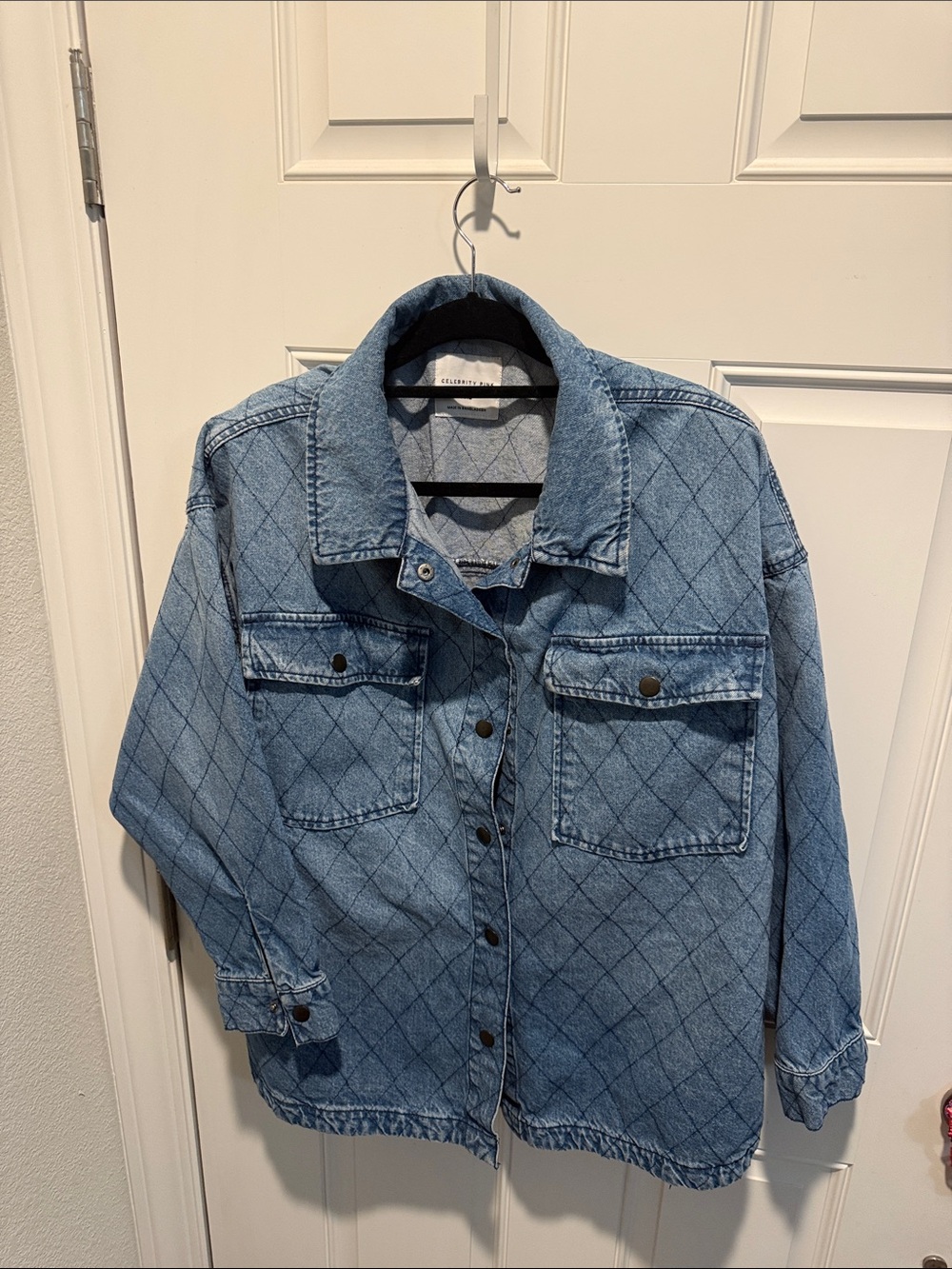 Celebrity Pink Quilted Light Blue Denim Jacket
